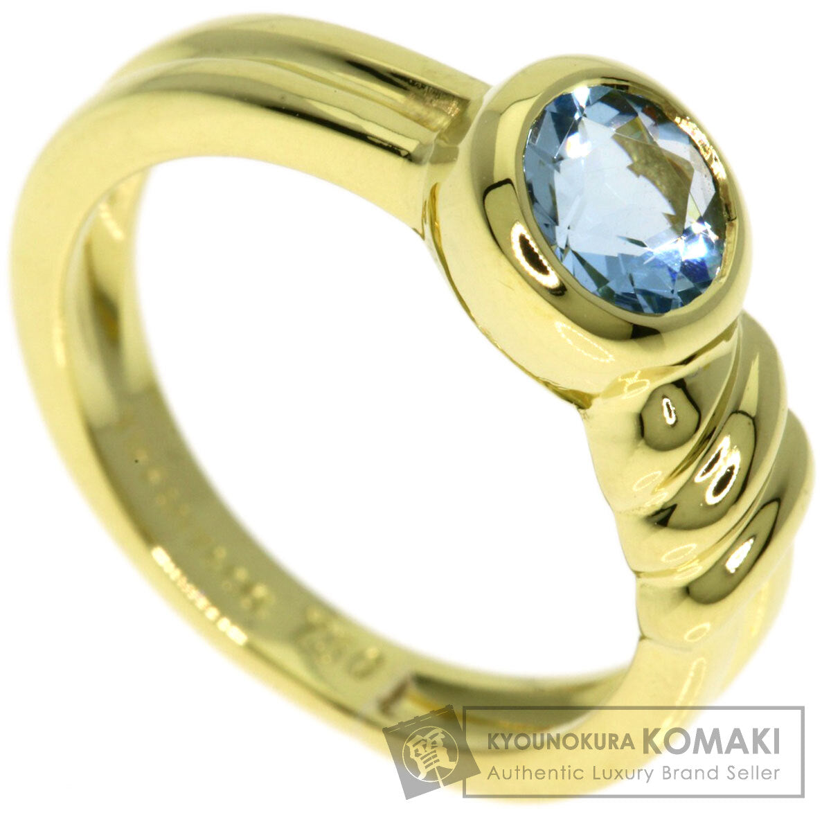 TIFFANY&Co. Aquamarine Ring K18 Yellow Gold Ladies [Used]
