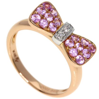 Ponte Vecchio Ribbon Diamond Pink Sapphire Ring K18 Pink Gold Ladies [Used]