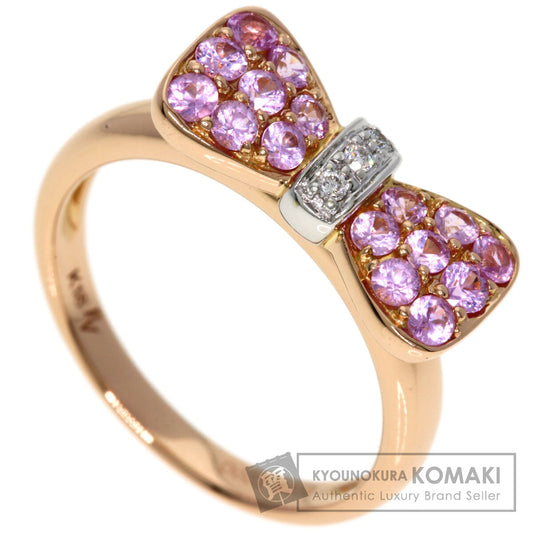 Ponte Vecchio Ribbon Diamond Pink Sapphire Ring K18 Pink Gold Ladies [Used]