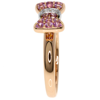 Ponte Vecchio Ribbon Diamond Pink Sapphire Ring K18 Pink Gold Ladies [Used]