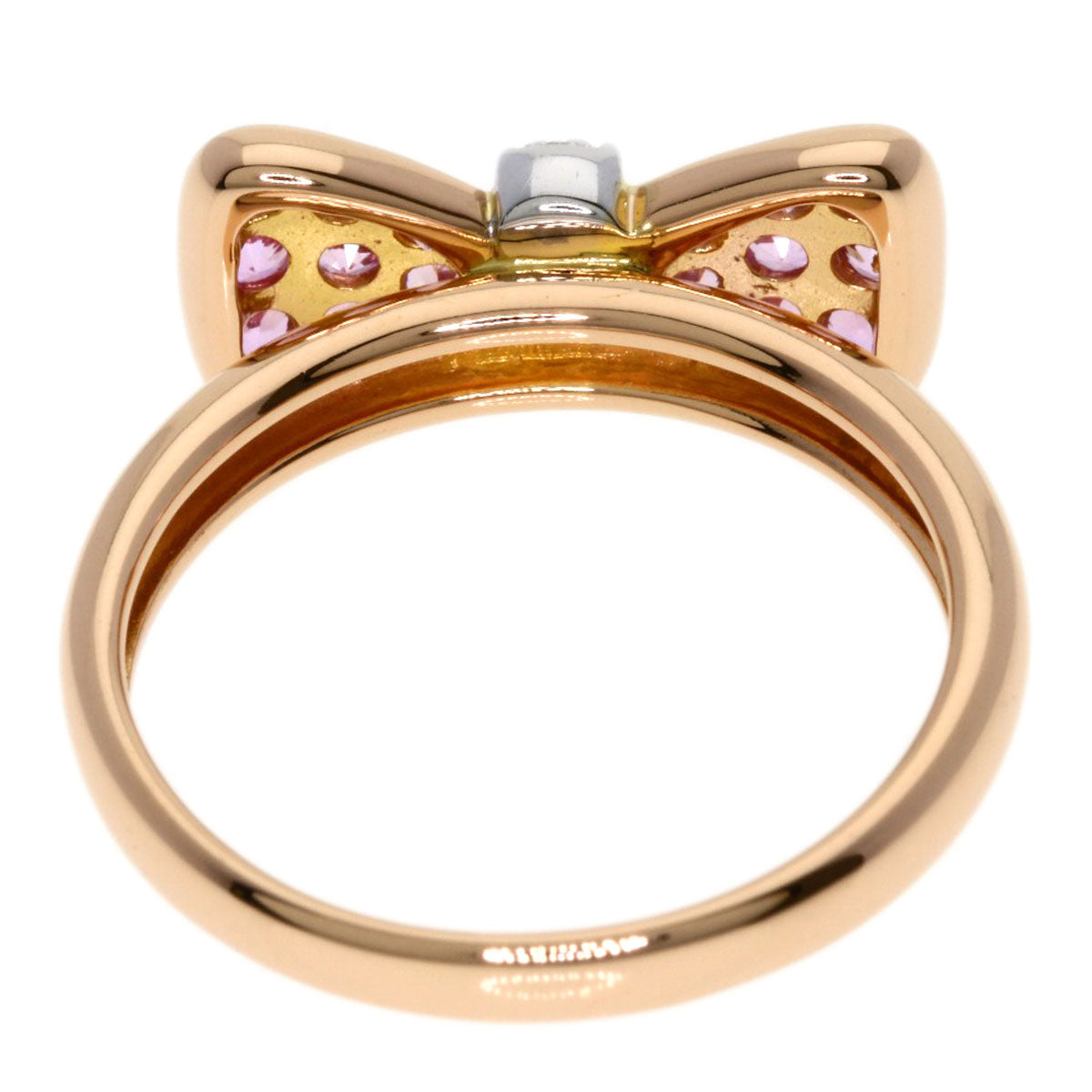 Ponte Vecchio Ribbon Diamond Pink Sapphire Ring K18 Pink Gold Ladies [Used]
