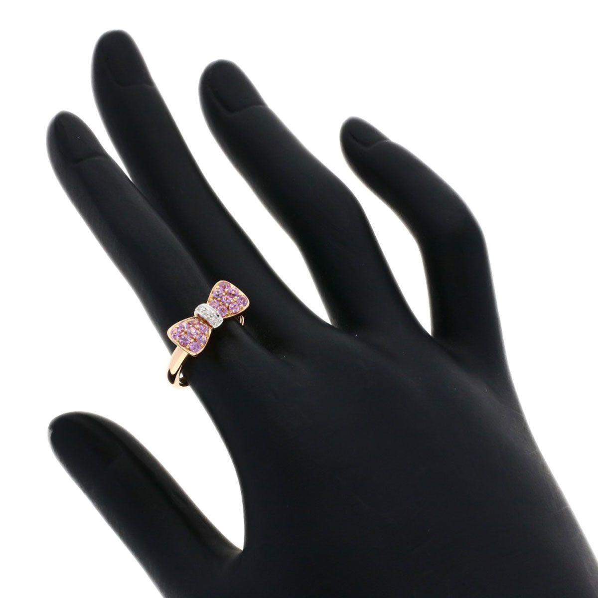 Ponte Vecchio Ribbon Diamond Pink Sapphire Ring K18 Pink Gold Ladies [Used]