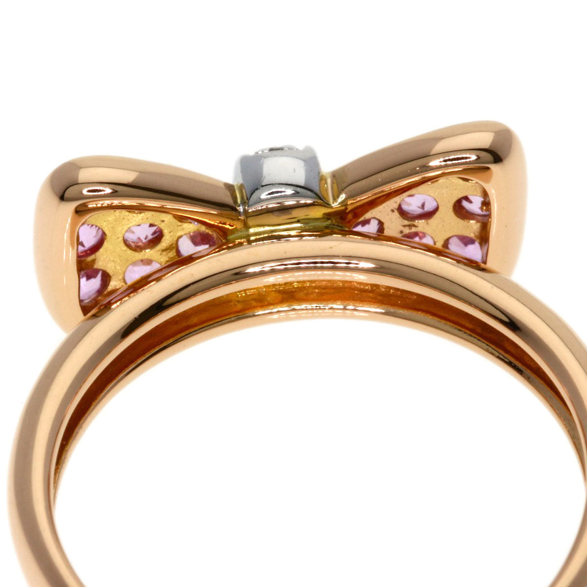 Ponte Vecchio Ribbon Diamond Pink Sapphire Ring K18 Pink Gold Ladies [Used]