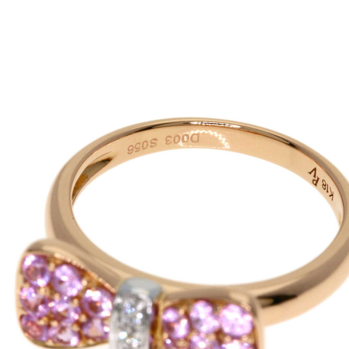 Ponte Vecchio Ribbon Diamond Pink Sapphire Ring K18 Pink Gold Ladies [Used]