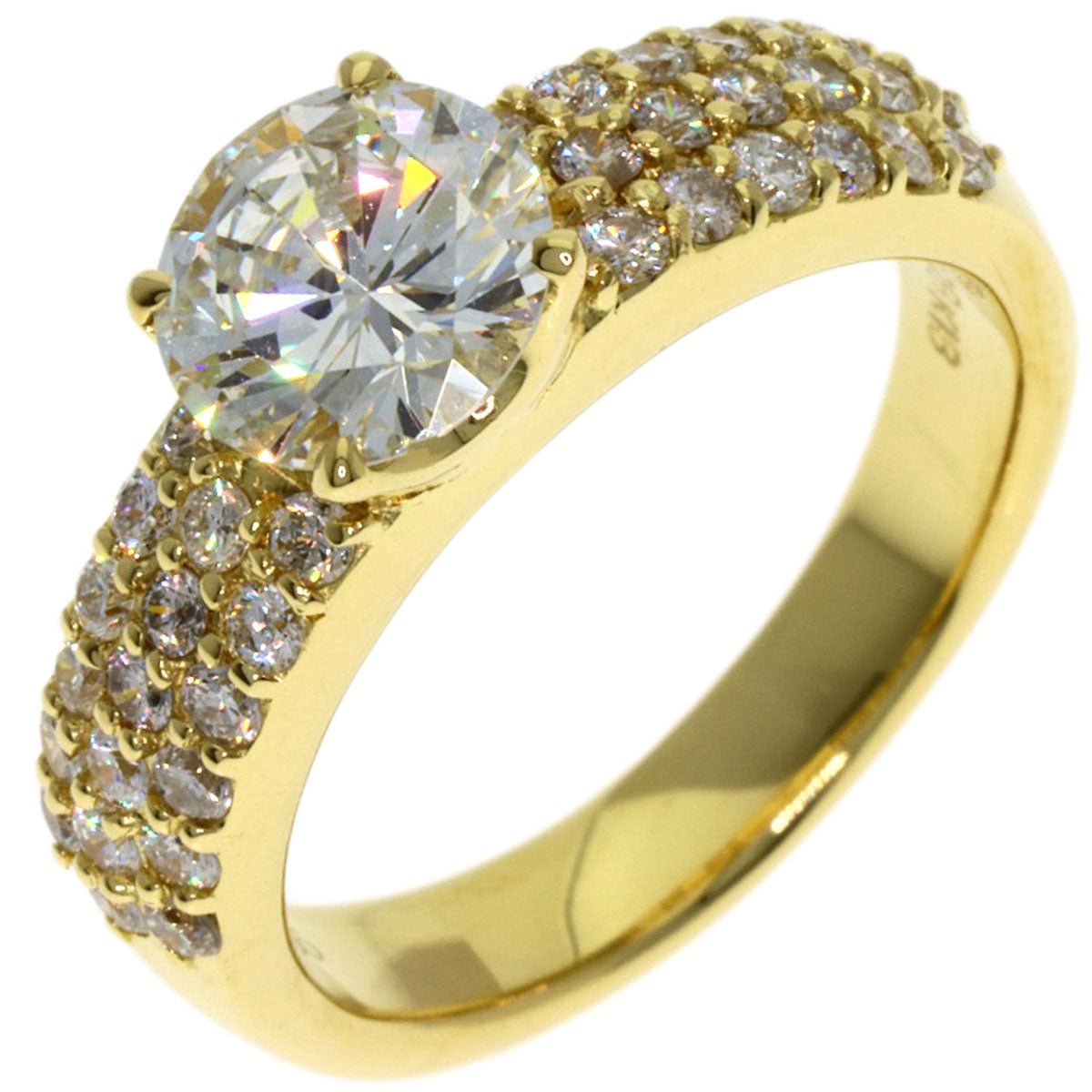 1.018ct Diamond Ring K18 Yellow Gold 6g　Ladies