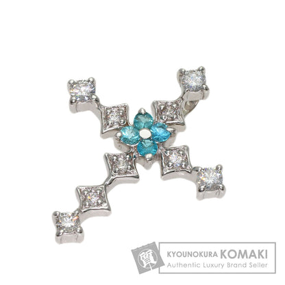 Paraiba tourmaline Diamond Pendant top K14 White Gold 0.9g　Ladies