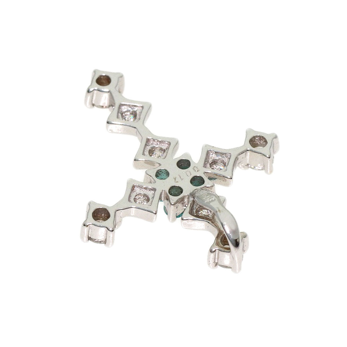 Paraiba tourmaline Diamond Pendant top K14 White Gold 0.9g　Ladies
