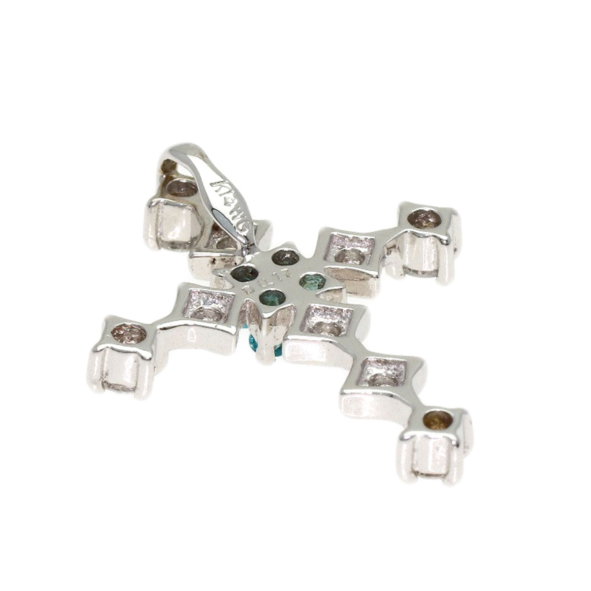 Paraiba tourmaline Diamond Pendant top K14 White Gold 0.9g　Ladies