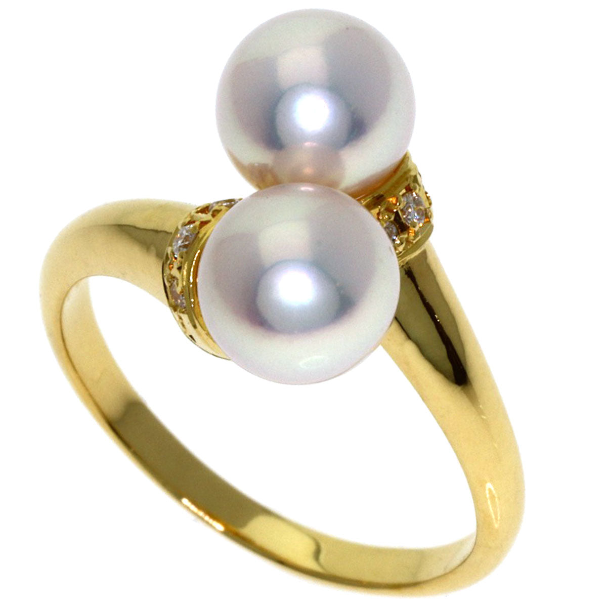 Pearl Pearl Diamond Ring K18 Yellow Gold 3.7g　Ladies