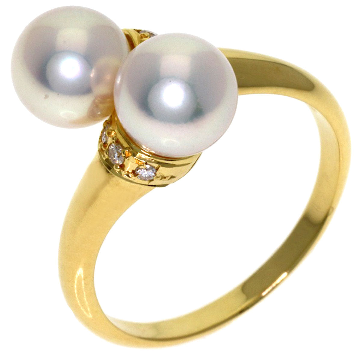 Pearl Pearl Diamond Ring K18 Yellow Gold 3.7g　Ladies