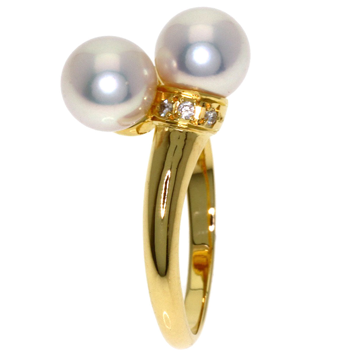 Pearl Pearl Diamond Ring K18 Yellow Gold 3.7g　Ladies