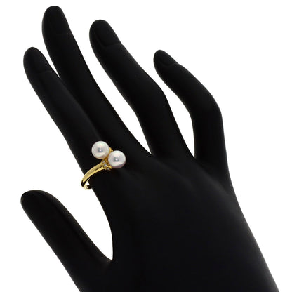 Pearl Pearl Diamond Ring K18 Yellow Gold 3.7g　Ladies