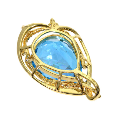 14.2ct Blue Topaz Diamond Pendant top K18 Yellow Gold 6.7g　Ladies