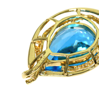 14.2ct Blue Topaz Diamond Pendant top K18 Yellow Gold 6.7g　Ladies
