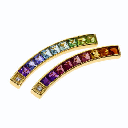 POLA Colored gemstone diamond 2-piece set Brooch K18 Yellow Gold Ladies [Used]