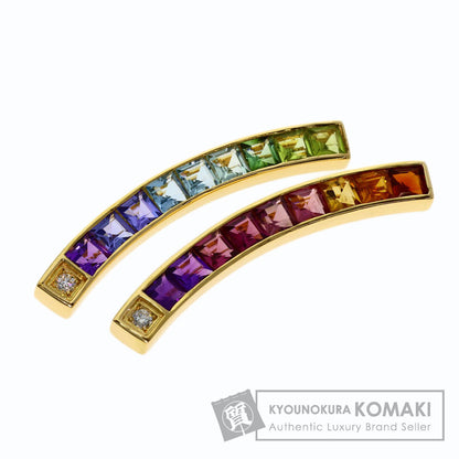 POLA Colored gemstone diamond 2-piece set Brooch K18 Yellow Gold Ladies [Used]