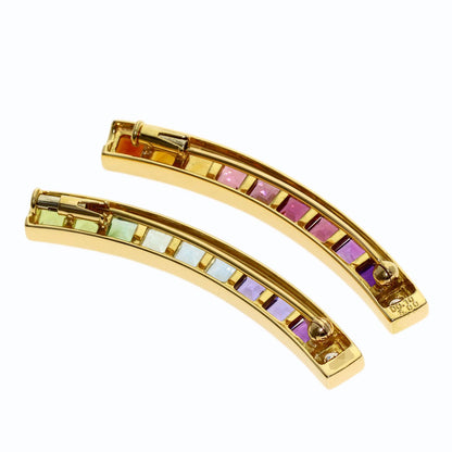 POLA Colored gemstone diamond 2-piece set Brooch K18 Yellow Gold Ladies [Used]