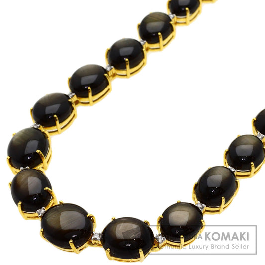 163ct Black Star Sapphire Diamond Necklace K18 Yellow Gold 66.4g　Ladies