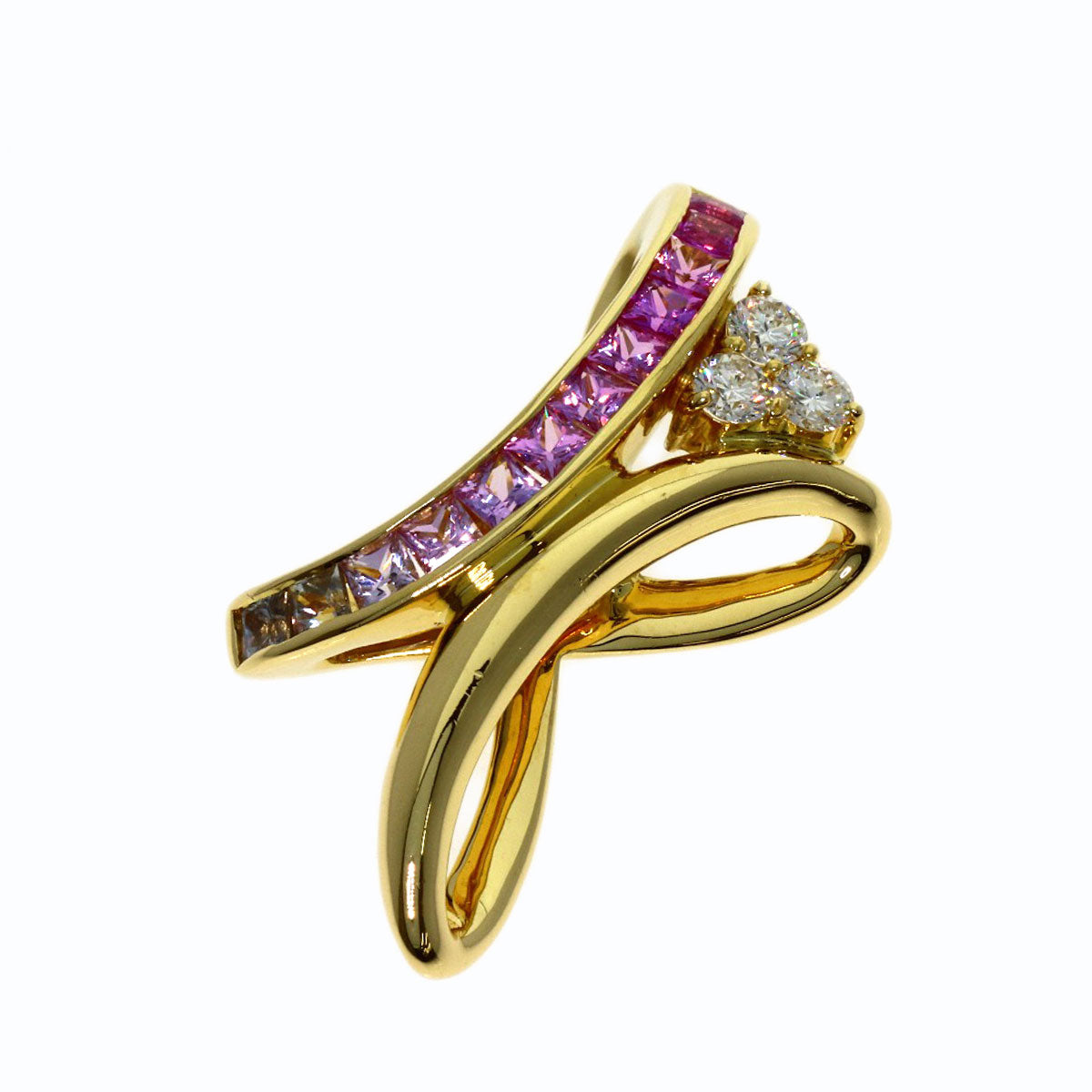 POLA Sapphire Diamond Pendant top K18 Yellow Gold Ladies [Used]