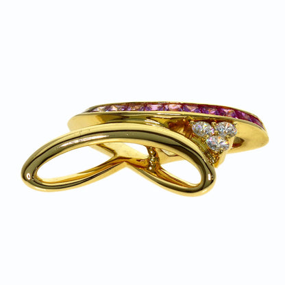 POLA Sapphire Diamond Pendant top K18 Yellow Gold Ladies [Used]