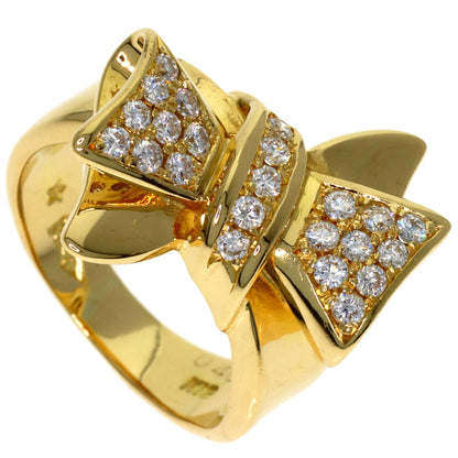 0.4ct Ribbon motif Diamond Ring K18 Yellow Gold 6.4g　Ladies