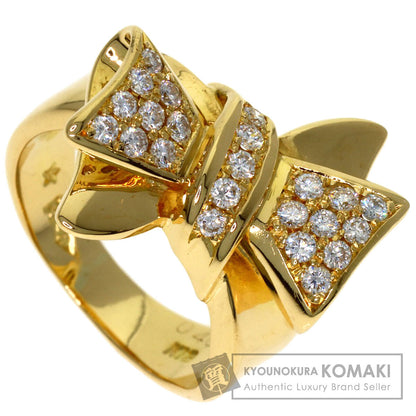 0.4ct Ribbon motif Diamond Ring K18 Yellow Gold 6.4g　Ladies