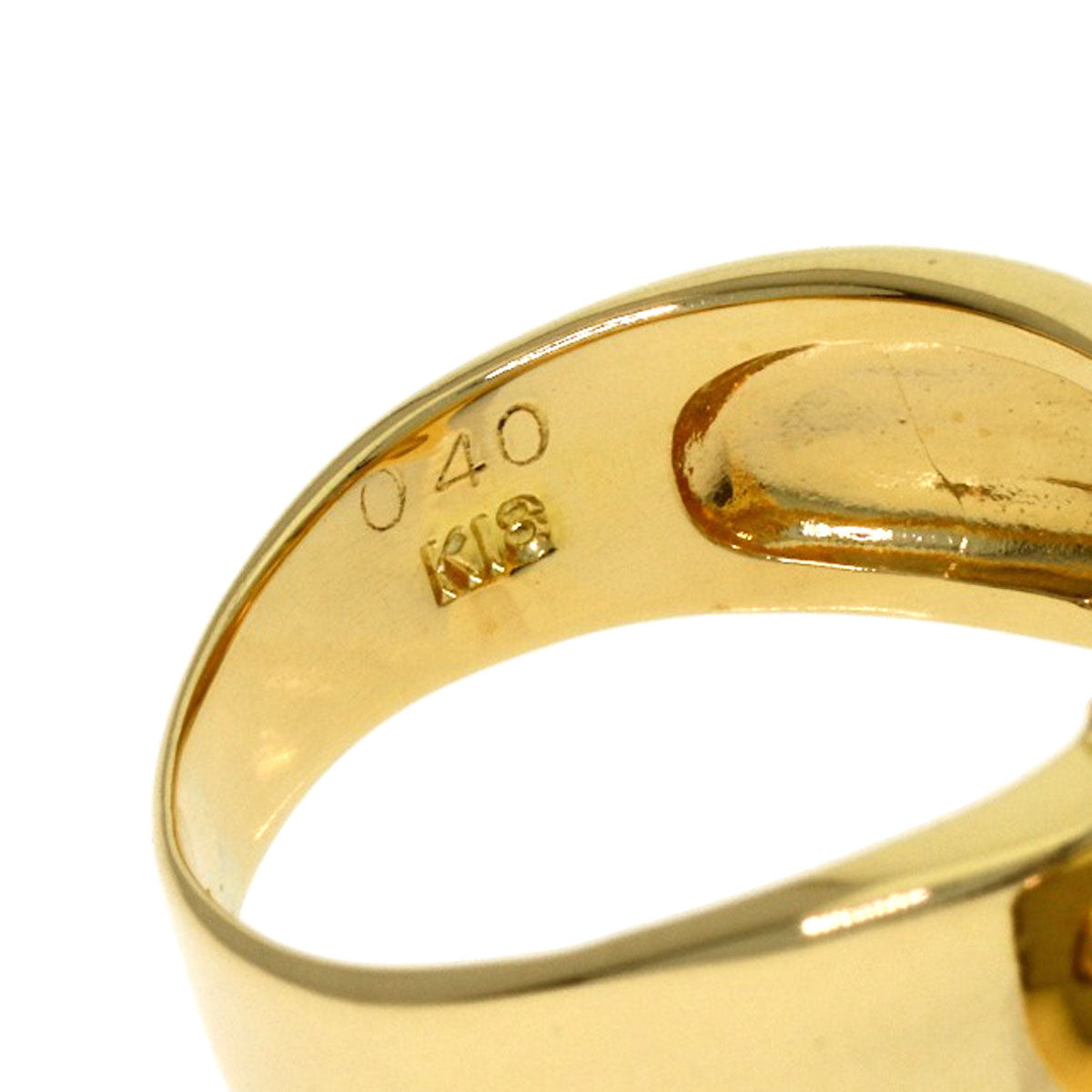0.4ct Ribbon motif Diamond Ring K18 Yellow Gold 6.4g　Ladies