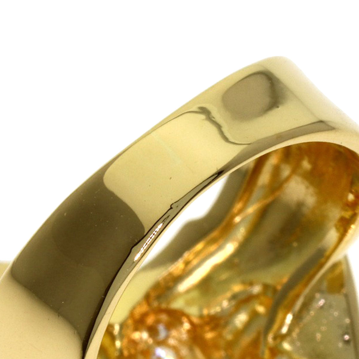 0.4ct Ribbon motif Diamond Ring K18 Yellow Gold 6.4g　Ladies