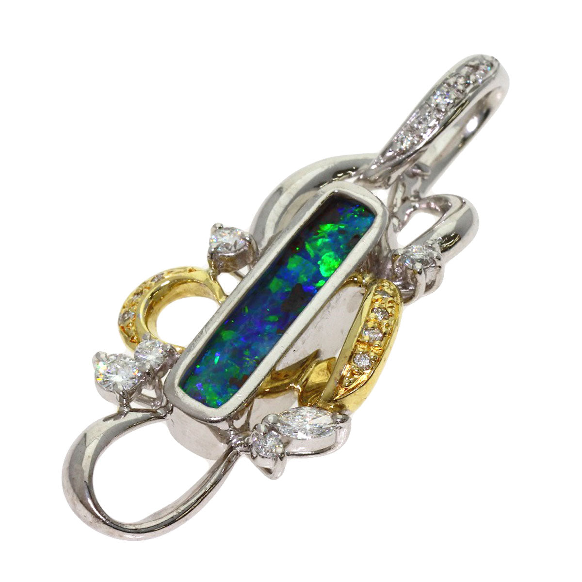 3.11ct Black　Opal Diamond Pendant top K18 Yellow Gold K18 White Gold 8.4g　Ladies