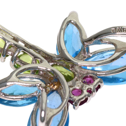 Dragonfly motif Blue Topaz Tourmaline Pendant top K18 White Gold 3.4g　Ladies