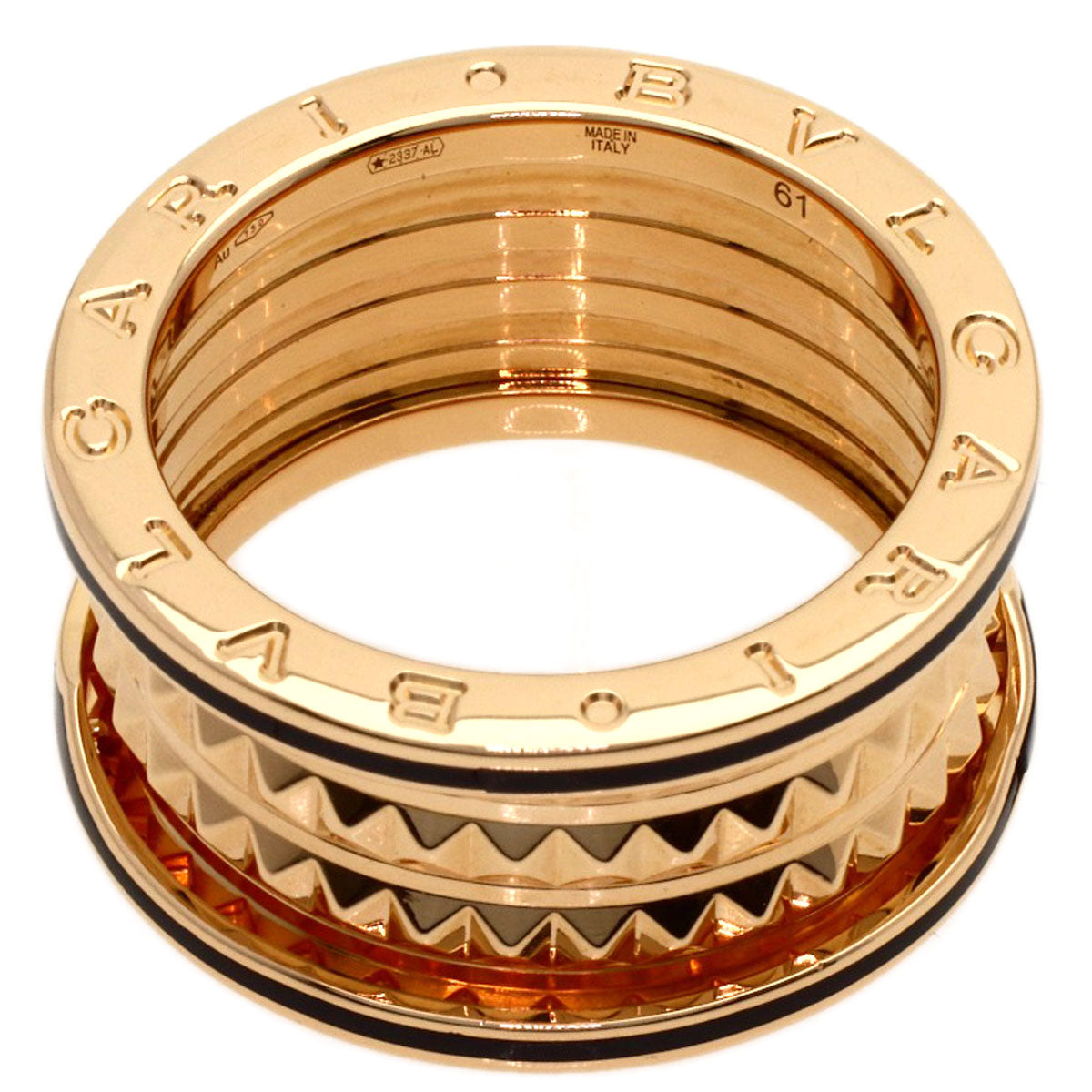 BVLGARI B.zero1 Rock 4 Bands #61 Ring K18 Pink Gold CeramicLadies [Used]