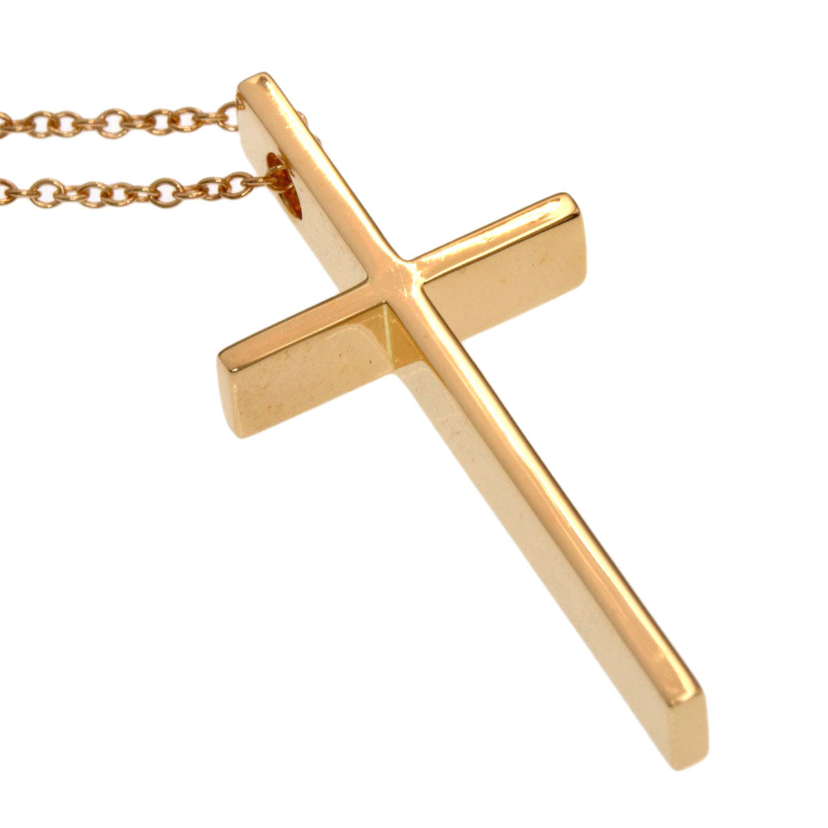 TIFFANY&Co. Metro Cross Necklace K18 Pink Gold Ladies [Used]