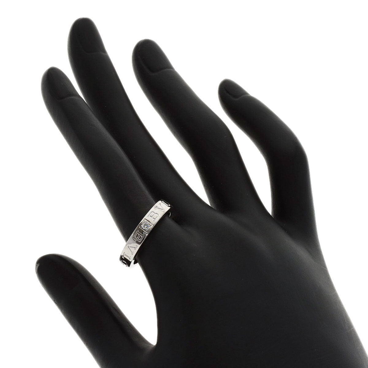 BVLGARI Double logo 1P Diamond Ring K18 White Gold Ladies [Used]