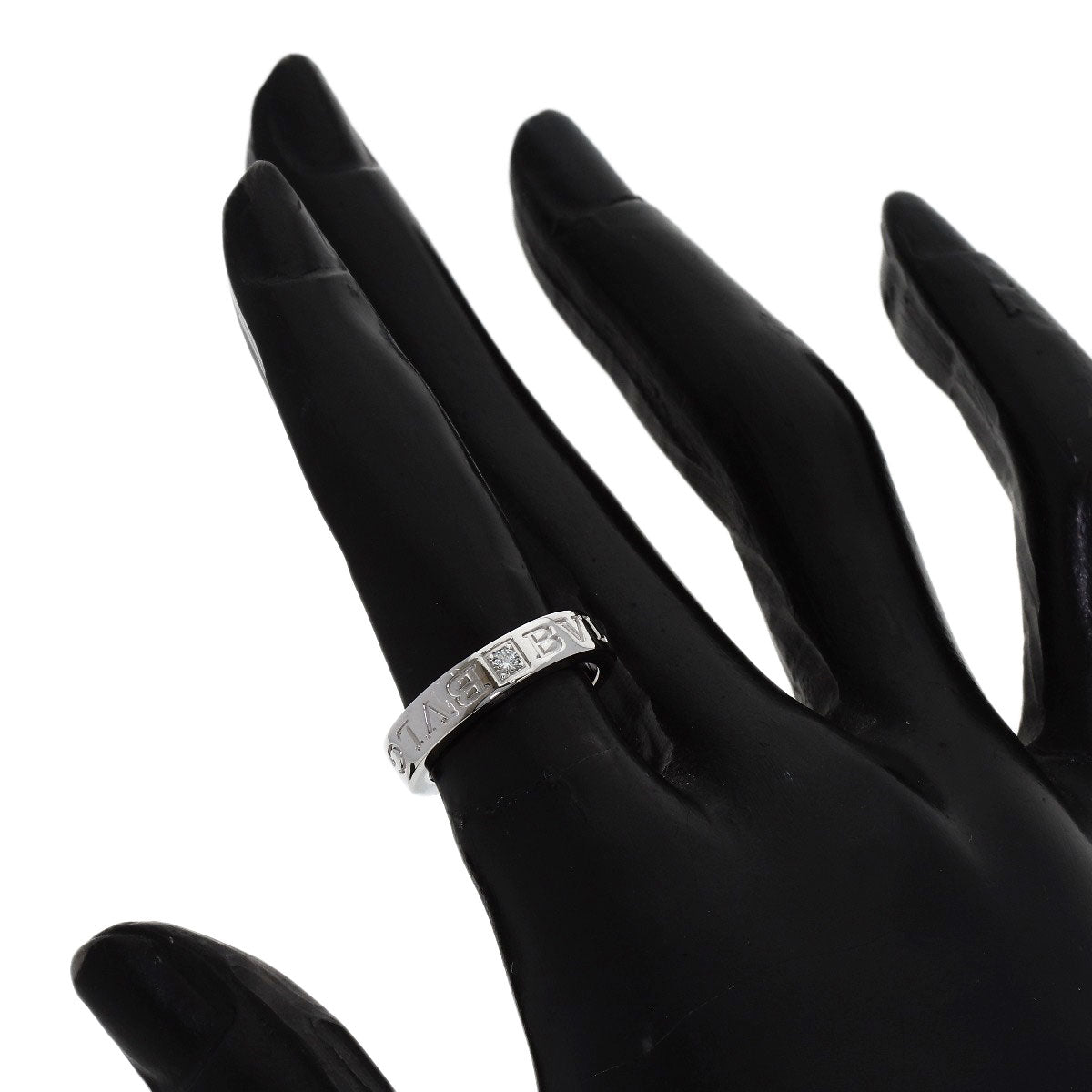 BVLGARI Double logo 1P Diamond Ring K18 White Gold Ladies [Used]
