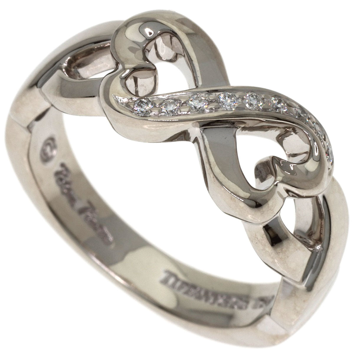 TIFFANY&Co. Double Loving Heart Diamond Ring K18 White Gold Ladies [Used]