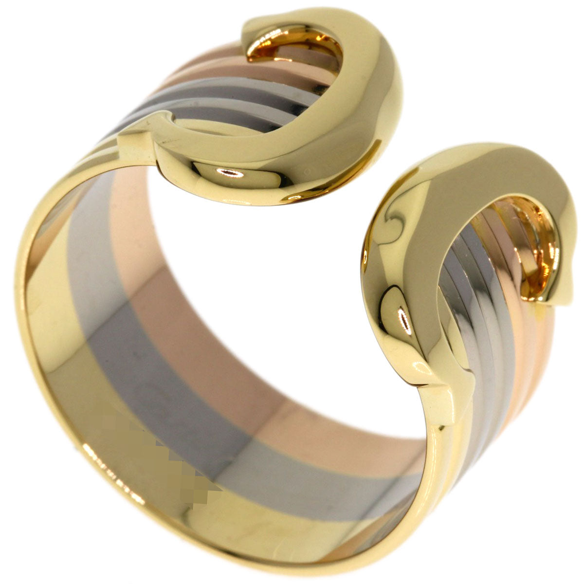 CARTIER 2C Ring LM #57 Ring K18 Yellow Gold K18 White GoldLadies [Used]