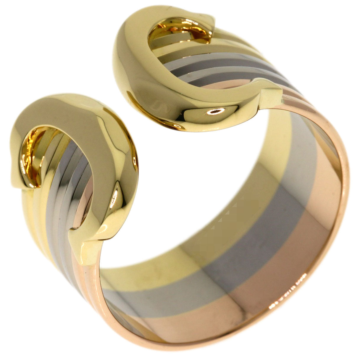 CARTIER 2C Ring LM #57 Ring K18 Yellow Gold K18 White GoldLadies [Used]