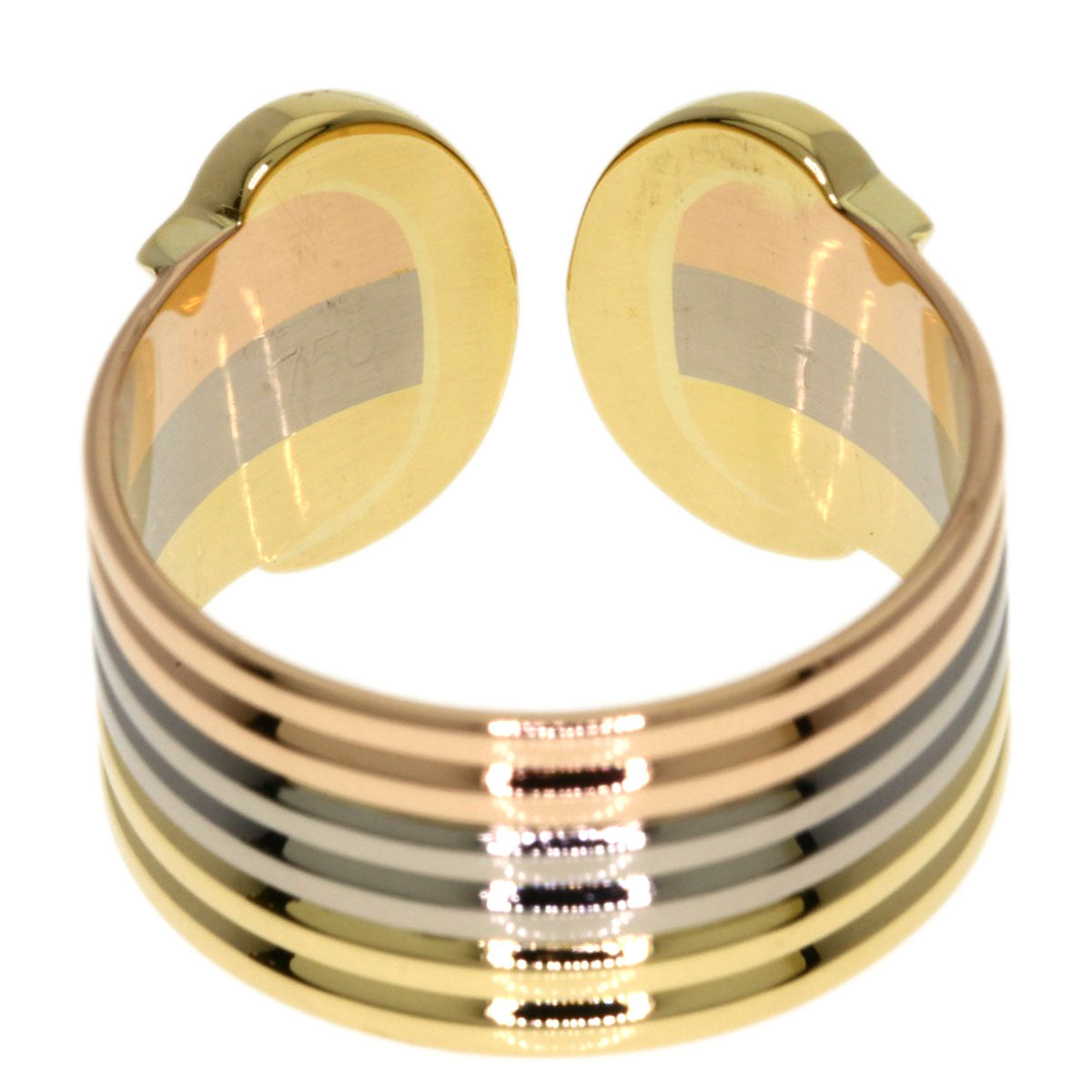 CARTIER 2C Ring LM #57 Ring K18 Yellow Gold K18 White GoldLadies [Used]