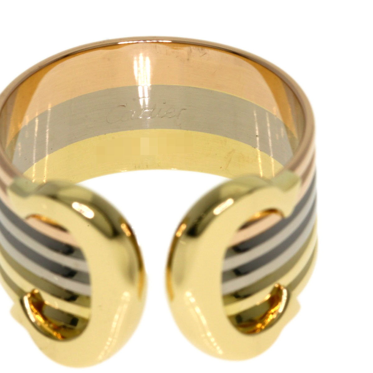 CARTIER 2C Ring LM #57 Ring K18 Yellow Gold K18 White GoldLadies [Used]