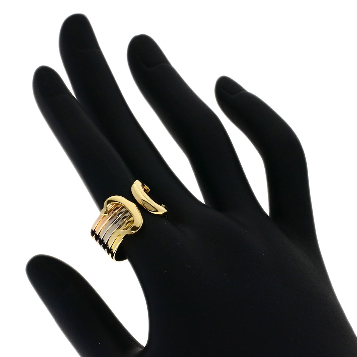 CARTIER 2C Ring LM #57 Ring K18 Yellow Gold K18 White GoldLadies [Used]