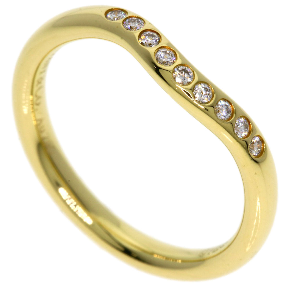 TIFFANY&Co. Curved band Diamond Ring K18 Yellow Gold Ladies [Used]