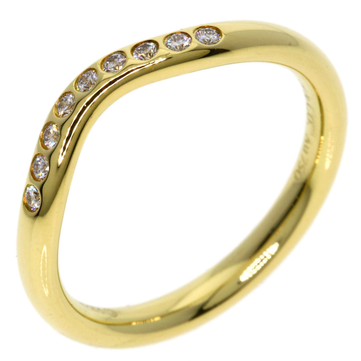 TIFFANY&Co. Curved band Diamond Ring K18 Yellow Gold Ladies [Used]