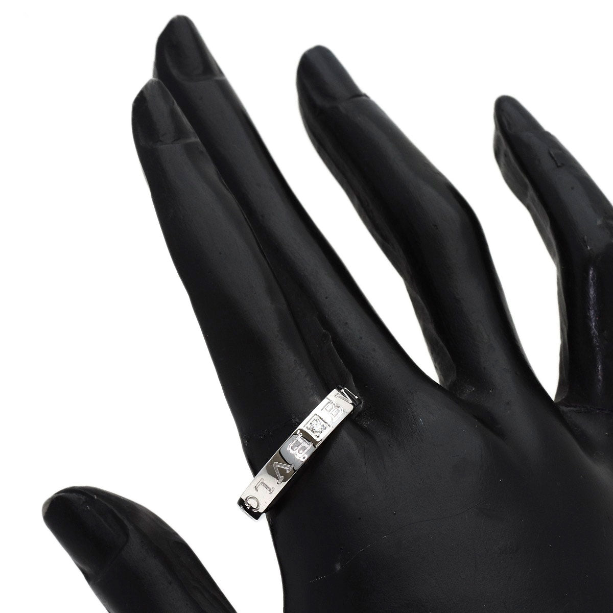 BVLGARI Double logo 1P Diamond Ring K18 White Gold Ladies [Used]