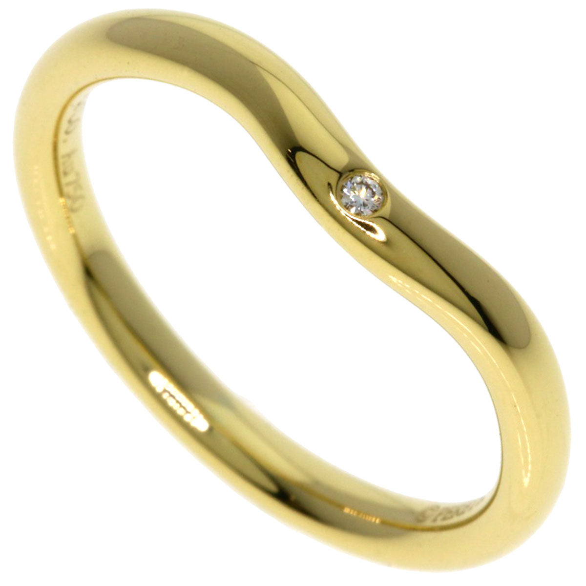 TIFFANY&Co. Curved Band Diamond Ring K18 Yellow Gold Ladies [Used]