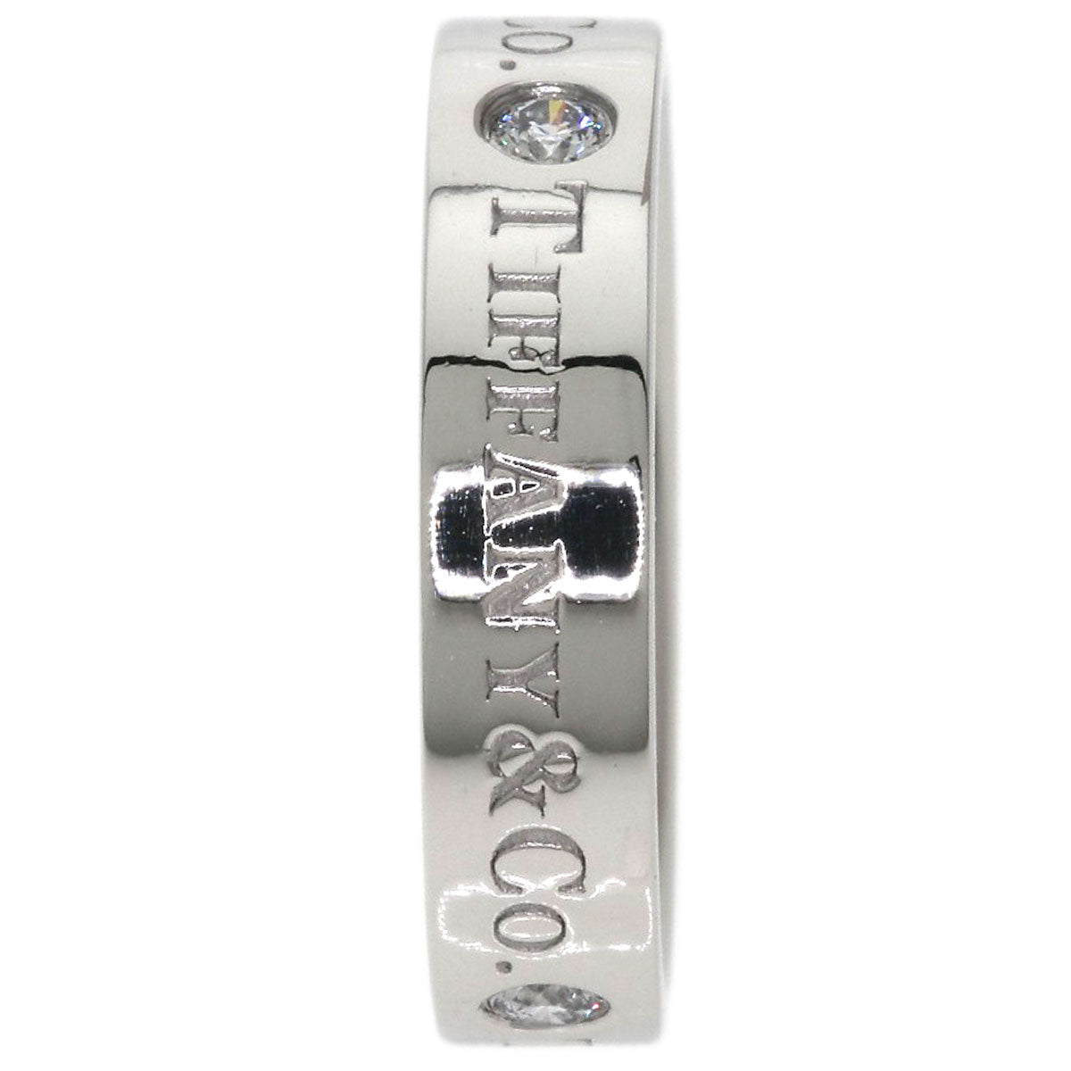 TIFFANY&Co. Flat Band 3P Diamond Ring Platinum PT950 Ladies [Used]