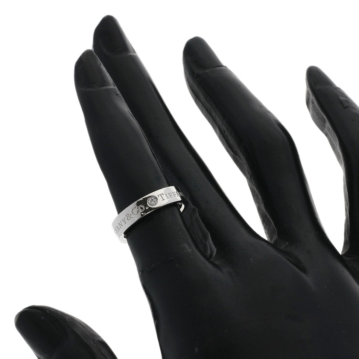 TIFFANY&Co. Flat Band 3P Diamond Ring Platinum PT950 Ladies [Used]