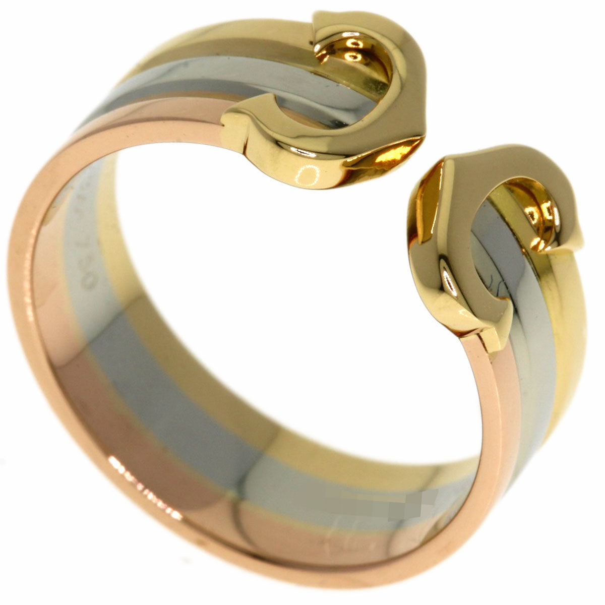 CARTIER 2C Ring SM #47 Ring K18 Yellow Gold K18 White GoldLadies [Used]