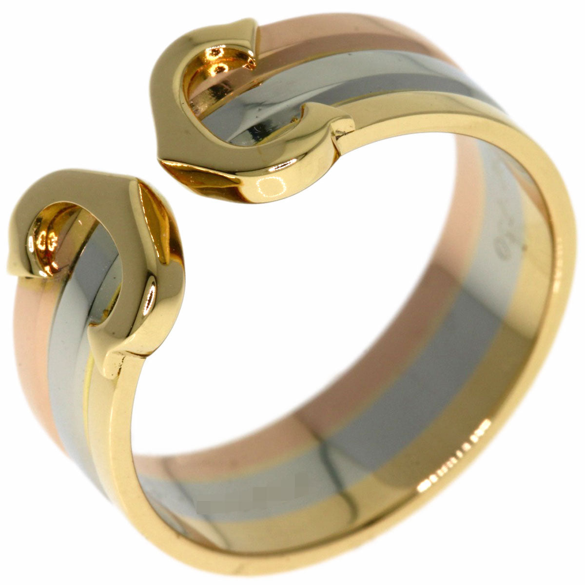 CARTIER 2C Ring SM #47 Ring K18 Yellow Gold K18 White GoldLadies [Used]
