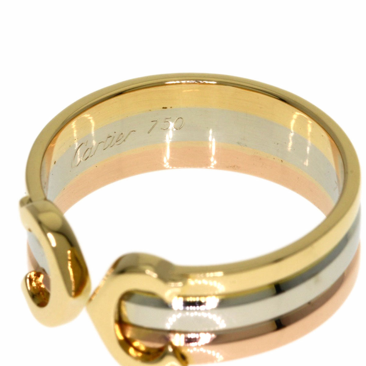 CARTIER 2C Ring SM #47 Ring K18 Yellow Gold K18 White GoldLadies [Used]