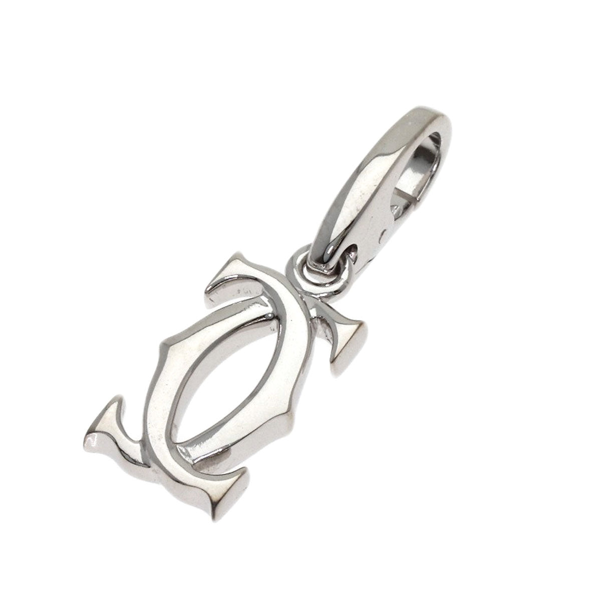 CARTIER 2C charm Pendant top K18 White Gold Ladies [Used]